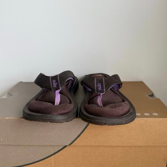Nike Ultra Comfort Footbed Purple/Brown Women Slides Flip Flops- SZ 7 - Picture 8 of 11
